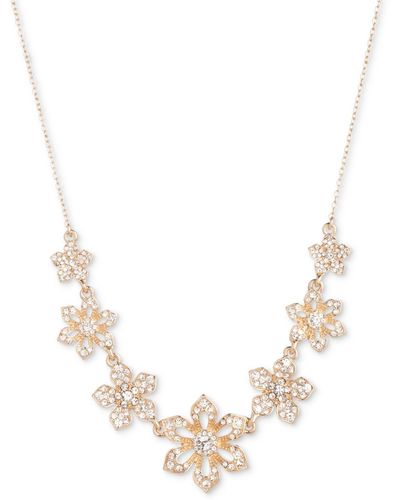 Marchesa Gold-tone Crystal Flower Statement Necklace - Natural