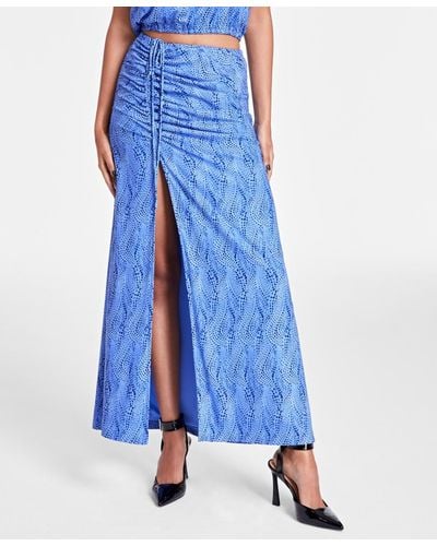 BarIII Printed Maxi Skirt - Blue