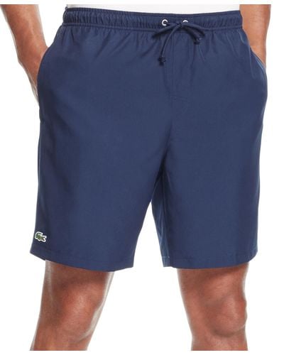 Lacoste Diamante-print 8" Sport Drawstring Shorts - Blue