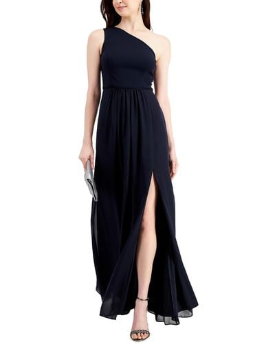 Adrianna Papell One-shoulder Chiffon Gown - Blue