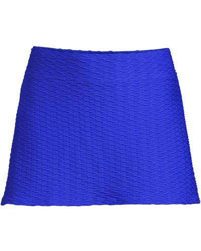 Lands' End Plus Size Texture Swim Skirt Swim Bottoms - Blue