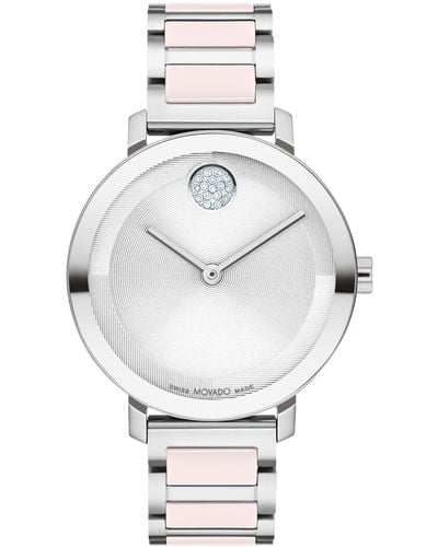 Movado Swiss Bold Evolution 2.0 Blush Ceramic & Stainless Steel Bracelet Watch 34mm - Gray