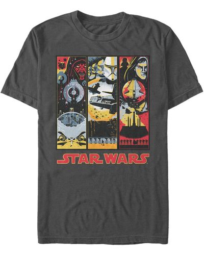 Fifth Sun Star Wars The Phantom Menace Panel Short Sleeve T-shirt - Gray
