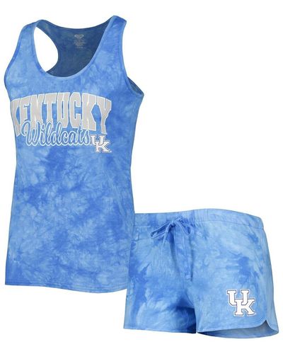 Concepts Sport Kentucky Wildcats Billboard Tie-dye Tank Top And Shorts Sleep Set - Blue