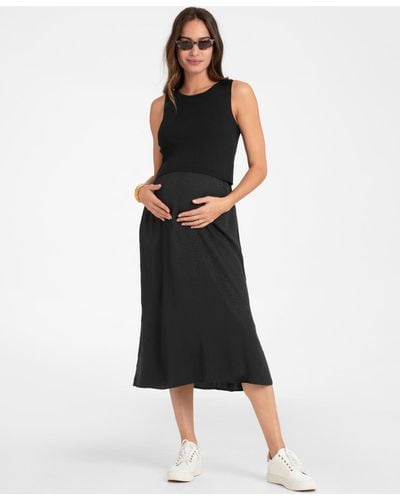 Seraphine 2-in-1 Maternity And Nursing Knit Top Dress - Black