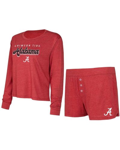 Concepts Sport Alabama Tide Team Color Long Sleeve T-shirt And Shorts Set - Red