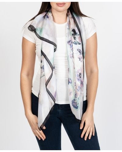 Vince Camuto Butterfly Botanical Floral Square Scarf - Blue