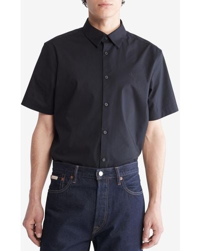 Calvin Klein Slim-fit Stretch Solid Shirt - Black
