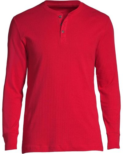 Lands' End Knit Rib Pajama Henley T-shirt - Red