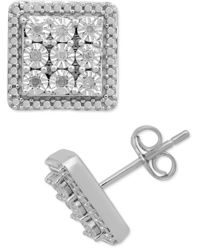 Macy's Diamond Cluster Stud Earrings (1/10 Ct. T.w. - Metallic