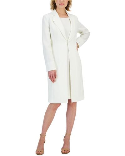 Le Suit Crepe Topper Jacket & Sheath Dress Suit - White