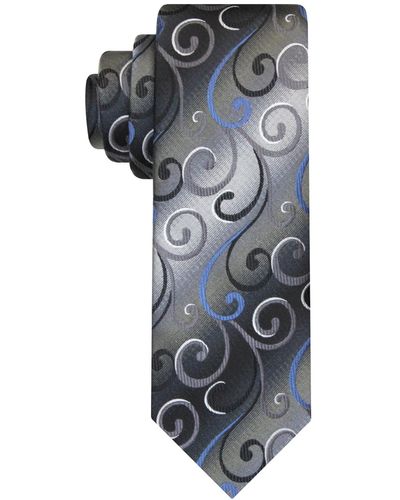 Van Heusen Shimmering Swirl Long Tie - Gray
