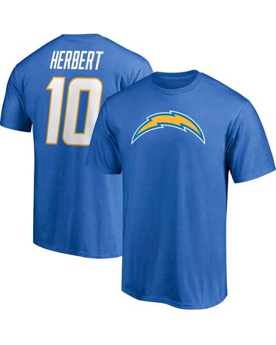 Fanatics Justin Herbert Los Angeles Chargers Player Icon Name And Number T-shirt - Blue