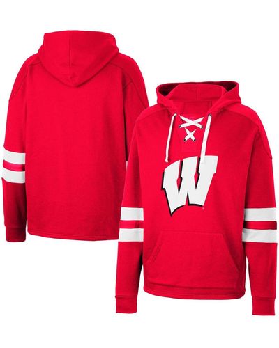 Colosseum Athletics Wisconsin Badgers Lace-up 4.0 Pullover Hoodie - Red