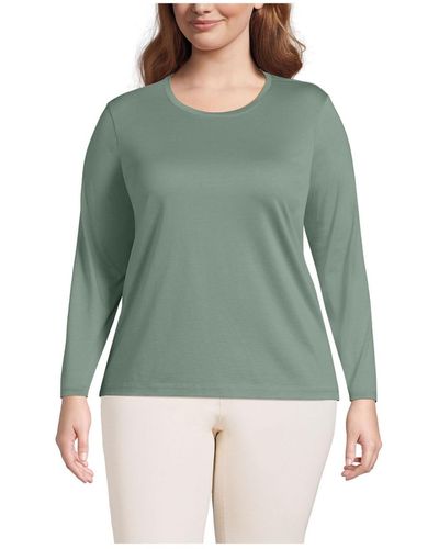 Lands' End Plus Size Relaxed Supima Cotton T-shirt - Green