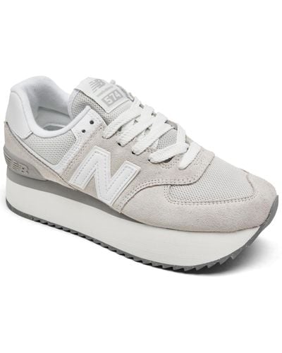 New Balance 574+ Casual Sneakers From Finish Line - White