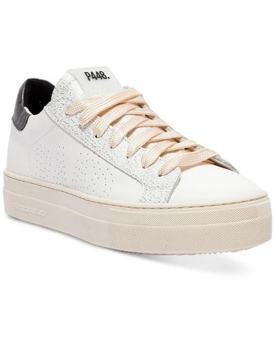 P448 Thea Lace-up Low-top Platform Sneakers - White