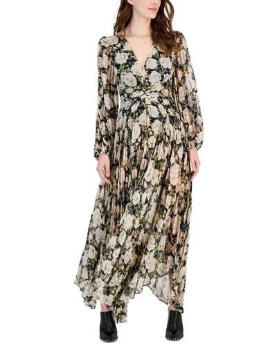 Astr Ayana Floral Print Pleated Maxi Dress - Multicolor