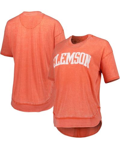 Pressbox Distressed Clemson Tigers Arch Poncho T-shirt - Orange