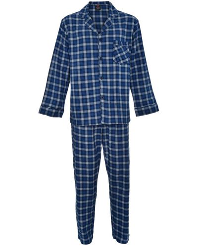 Hanes Flannel Plaid Pajama Set - Blue
