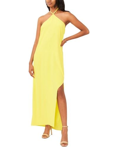 Vince Camuto Asymmetrical Slit Halter Maxi Dress - Yellow