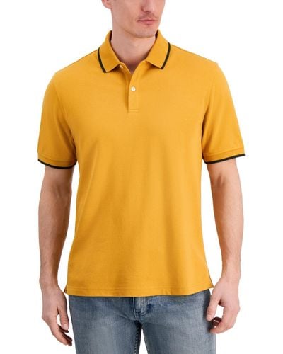 Club Room Regular-fit Tipped Performance Polo Shirt - Yellow