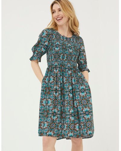 FatFace Pacey Mirrored Floral Dress - Green