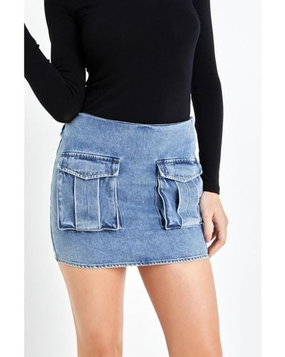 Grey Lab Pocket Denim Mini Skirt - Blue
