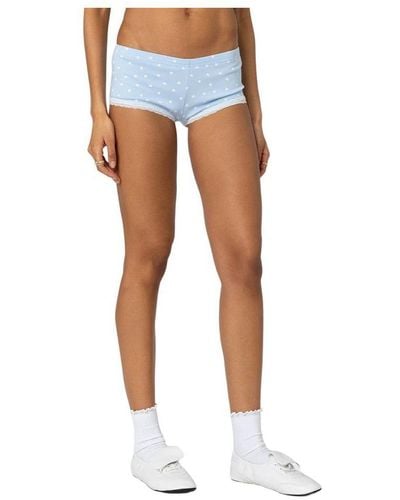 Edikted Follow Your Heart Printed Micro Shorts - Blue