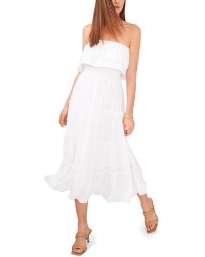 1.STATE Strapless Ruffle Tiered Maxi Dress - White