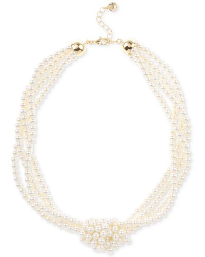 Charter Club Imitation Pearl Knotted Multi-row Strand Necklace - White