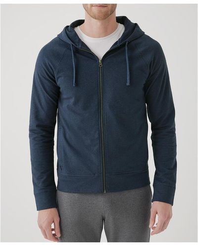Pact Cotton Stretch French Terry Zip Hoodie - Blue