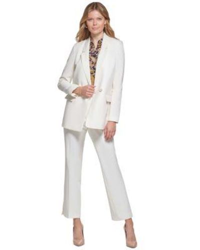 Tommy Hilfiger Double Breasted Longline Blazer Cropped Wide Leg Pants - White
