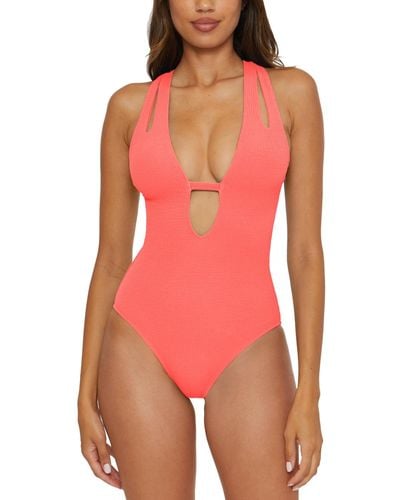 Becca Pucker Up Tear Drop One-piece Swimsuit - Red