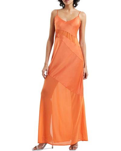 French Connection Asymmetrical Side-slit Dress - Orange