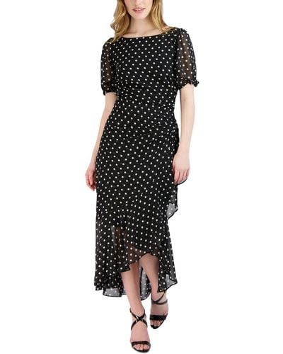 Julia Jordan Polka Dot Ruffled Maxi Dress - Black