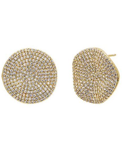 By Adina Eden Pave Indented Circle On The Ear Stud Earring - White