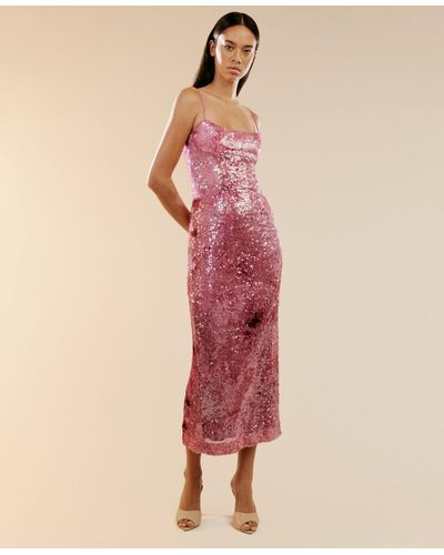 Bardot Sequined Maxi Dress - Pink