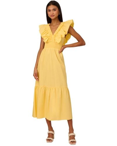 Adrianna Papell Ruffled Maxi Dress - Yellow