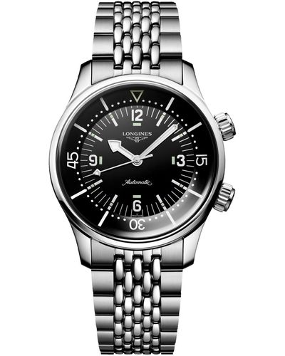 Longines Swiss Automatic Legend Diver Stainless Steel Bracelet Watch 39mm - Black