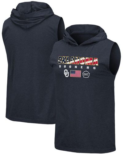 Colosseum Athletics Oklahoma Sooners Oht Military-inspired Appreciation Americana Hoodie Sleeveless T-shirt - Blue
