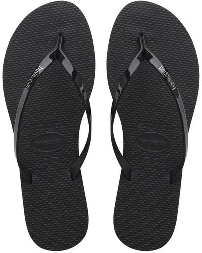 Havaianas You Metallic Flip Flop Sandals - Black