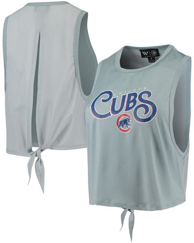 The Wild Collective Chicago Cubs Open Back Twist-tie Tank Top - Blue