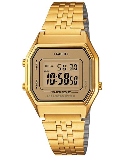 G-Shock Women's Digital Vintage Gold-tone Stainless Steel Bracelet Watch 28mm La680wga-9mv - Metallic