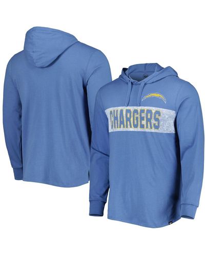 '47 Powder Distressed Los Angeles Chargers Field Franklin Hooded Long Sleeve T-shirt - Blue