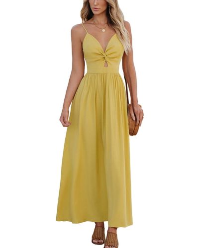 CUPSHE Front Twist & Keyhole Maxi Beach Dress - Yellow