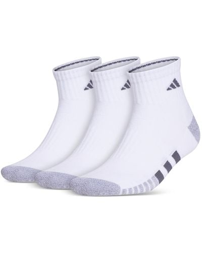 adidas 3-pk. Cushioned Quarter Logo Socks - White
