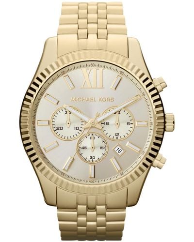 Michael Kors Chronograph Lexington Gold-tone Stainless Steel Bracelet Watch 45mm Mk8281 - Metallic