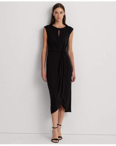 Lauren by Ralph Lauren Stretch Jersey Tie-front Dress - Black
