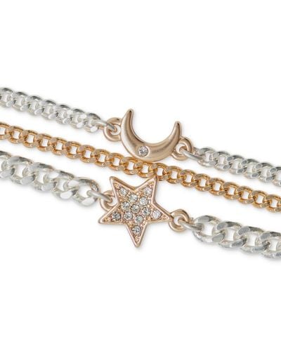 Lucky Brand Two-tone Pave Celestial Charm Multi-chain Flex Bracelet - Metallic